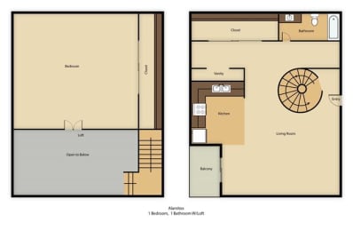  Floor Plan 1 BED 1 BATH  LOFT
