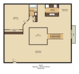  Floor Plan 1 BED 1 BATH  LOFT