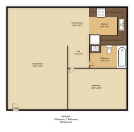  Floor Plan 1 BED  1 BATH