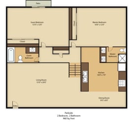  Floor Plan 2 BED  2 BATH
