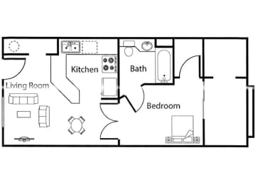  Floor Plan 1Bed 1 Bath