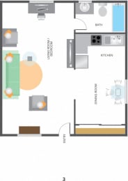 South Olive Apartments Studio Apartment Floor Plan
