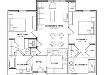 2 Bedroom Floor Plan- 2C