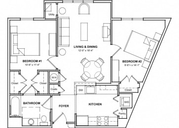 2 Bedroom Floor Plan- 2B