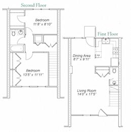 Hunting Creek 2 Bedroom Apartment Floor Plan