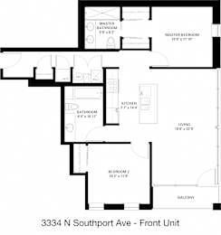  Floor Plan 2 Bedroom - 1 Bathroom