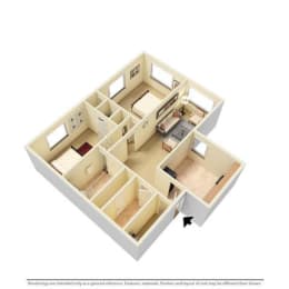  Floor Plan 2 Bed 1 Bath A