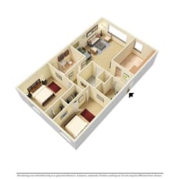  Floor Plan 2 Bed 1 Bath B