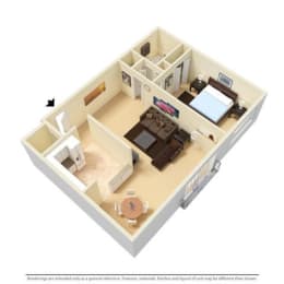  Floor Plan 1 Bed 1 Bath