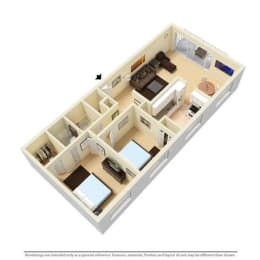  Floor Plan 2 Bed 2 Bath Corner