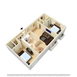  Floor Plan 2 Bed 2 Bath Split