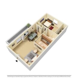  Floor Plan 1 Bed 1 Bath