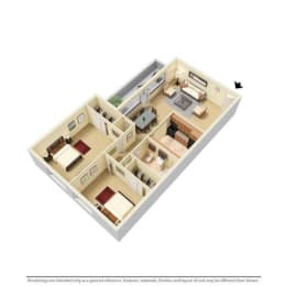  Floor Plan 2 Bed 1 Bath