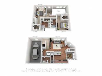 Two Bedroom Townhome Floor Plan