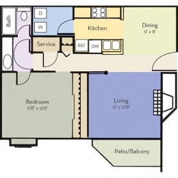 Colonial Floor Plan at Greensview Apartment Homes, Aurora, Colorado, CO