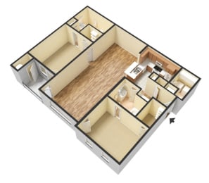 B2 (Traditional) Floor Plan at Island Park Apartments in Shreveport, Louisiana, LA
