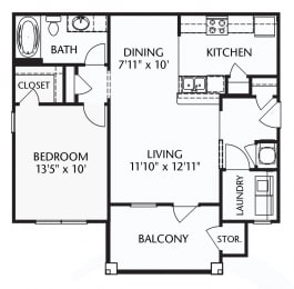 The Legion (traditional) Floorplan at Patriot Park Apartment Homes in Fayetteville, NC,28311