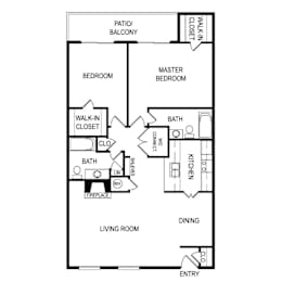 Floor Plan Q at Laurel Parc Apartments in Shreveport, Louisiana, LA