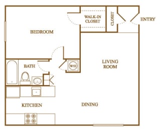 A5 Floor Plan at Orleans Square Apartments in Shreveport, Louisiana, LA