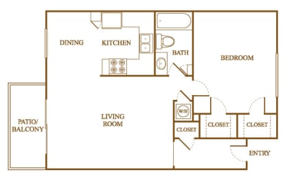 A7 Floor Plan at Orleans Square Apartments in Shreveport, Louisiana, LA