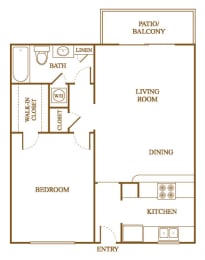 A8 Floor Plan at Orleans Square Apartments in Shreveport, Louisiana, LA