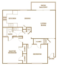 B1 Floor Plan at Orleans Square Apartments in Shreveport, Louisiana, LA