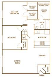 B3 Floor Plan at Orleans Square Apartments in Shreveport, Louisiana, LA