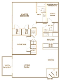 B6 Floor Plan at Orleans Square Apartments in Shreveport, Louisiana, LA