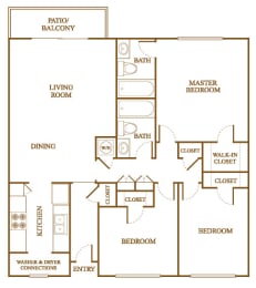 C1 Floor Plan at Orleans Square Apartments in Shreveport, Louisiana, LA