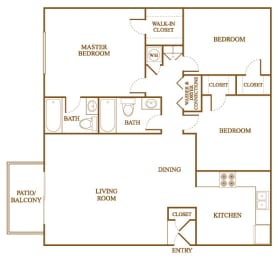 C2 Floor Plan at Orleans Square Apartments in Shreveport, Louisiana, LA