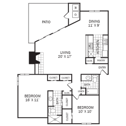 Floor Plan B2 at Rock Creek Apartments in Dallas, TX