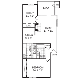 Floor Plan D1 at Rock Creek Apartments in Dallas, TX