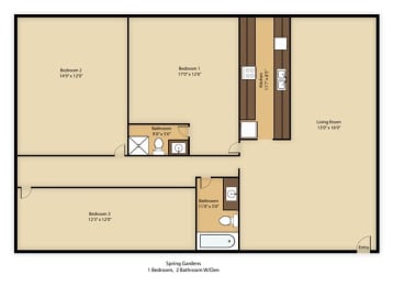  Floor Plan 3BR 2BA