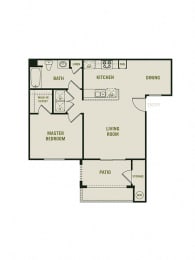 1 Bedroom 1 Bath Floor Plan Layout - 738 Square Fee  at Barrington Place, California, 91739