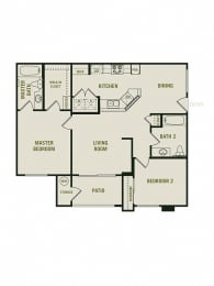 The Nottingham - 2 Bedroom 2 Bath Floor Plan Layout - 998 Square Feet at Barrington Place, Rancho Cucamonga, CA
