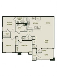 The Remington - 3 Bedroom 2 Bath Floor Plan Layout - 1312 Square Feet at Barrington Place, Rancho Cucamonga, California