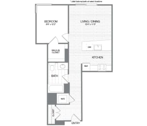Lincoln - 1 Bedroom 1 Bath Floor Plan Layout - 682 Square Feet