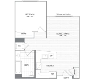 Reagan - 1 Bedroom 1 Bath Floor Plan Layout - 774 Square Feet at Venue, San Francisco, California