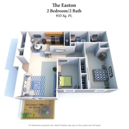2 bed 2 bath floor plan B at Residences at Northgate Crossing, Ohio