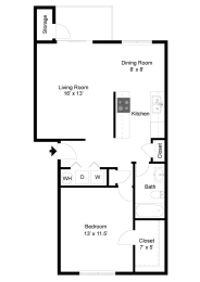 Sonoma Floorplan at Commons at Timber Creek Apartments, Portland