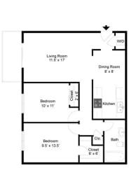 Fairmont Floorplan at Commons at Timber Creek Apartments, Oregon, 97229