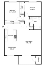 Charleston Floorplan at Commons at Timber Creek Apartments, Portland, 97229