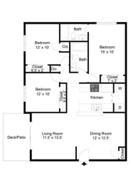 Wheatleigh Floorplan at Commons at Timber Creek Apartments, Portland
