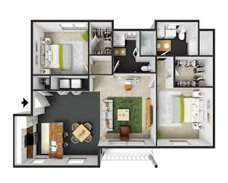 Navarra Floor Plan at Commons at Sylvan Highlands Apartments, Portland, 97225