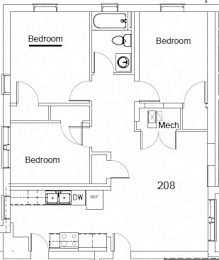 Floor Plan  (3637 Reading) 3 Bed 1 Bath