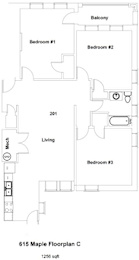 Floor Plan  (615 Maple) 3 Bed 1 Bath