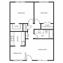 B1 Floor Plan at The Abbey Apartments in Longview, Texas, TX