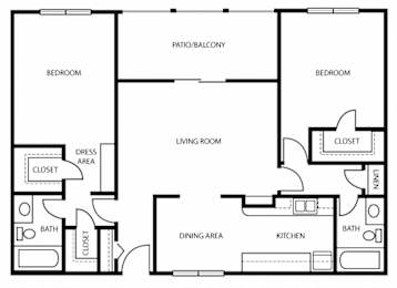B4 Floor Plan at The Abbey Apartments in Longview, Texas, TX