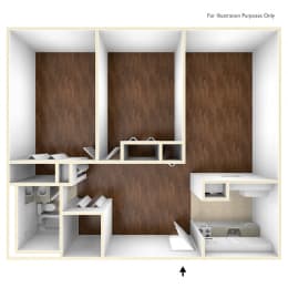 Two Bedroom Apartment Floor Plan at Blake Estates, Massachusetts, 02136