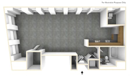 Loft Bedroom Apartment Floor Plan at Haverhill Lofts, Haverhill, 01830